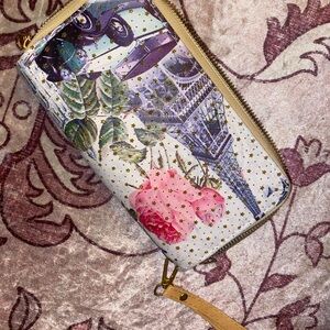 Floral and Eiffel Tower Print Women's Wallet